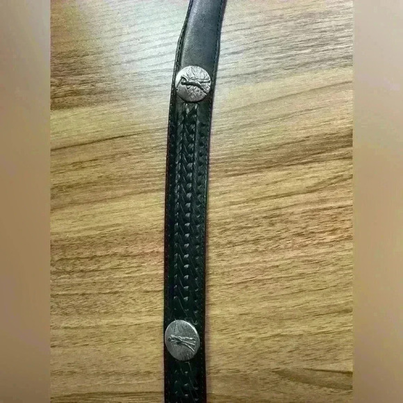 Brighton Onyx Two-Tone Leather Belt Size 44 Golf Theme - Picture 3 of 8